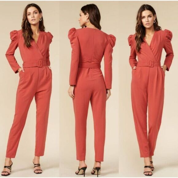 NWOT Adelyn Rae Rust Belted Jumpsuit Size S